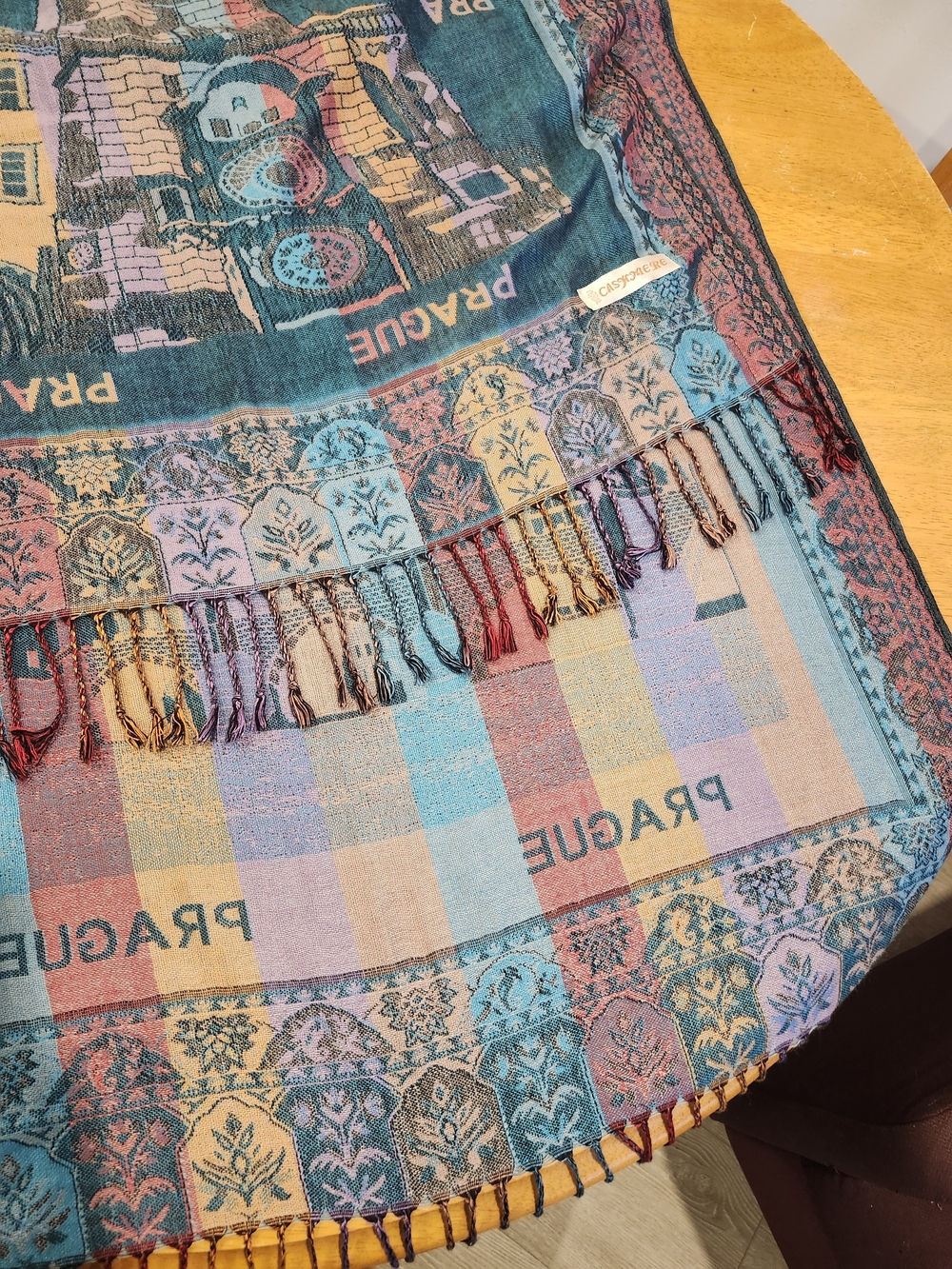 100% Cashmere Scarf | European | Multicolor Oversized Fringe Tassel Wrap 72"
